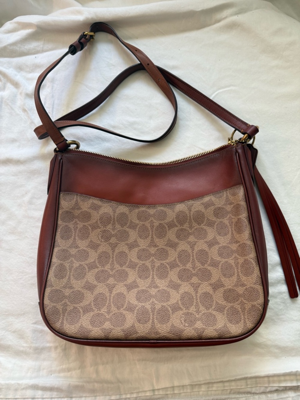 Coach Brown Signature Canvas and Leather Crossbody